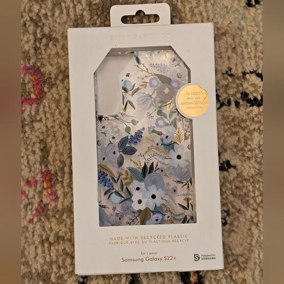 NIB Rifle paper Co clear with blue floral case protector for Samsung Galaxy 22+ - Picture 1 of 2